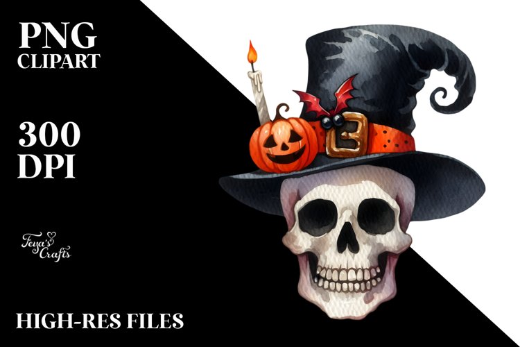 Funny Skull Halloween Clipart example image 1