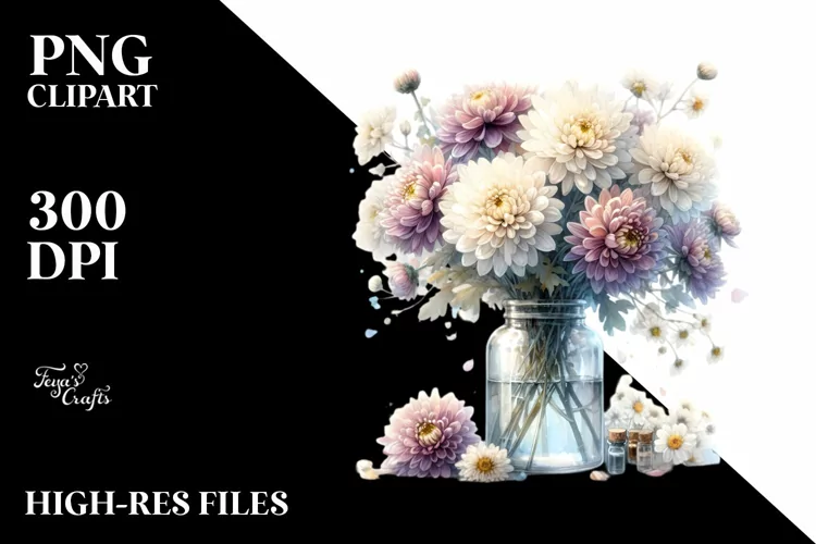 Bottle Filled with Large Chrysanthemum | Sublimation
