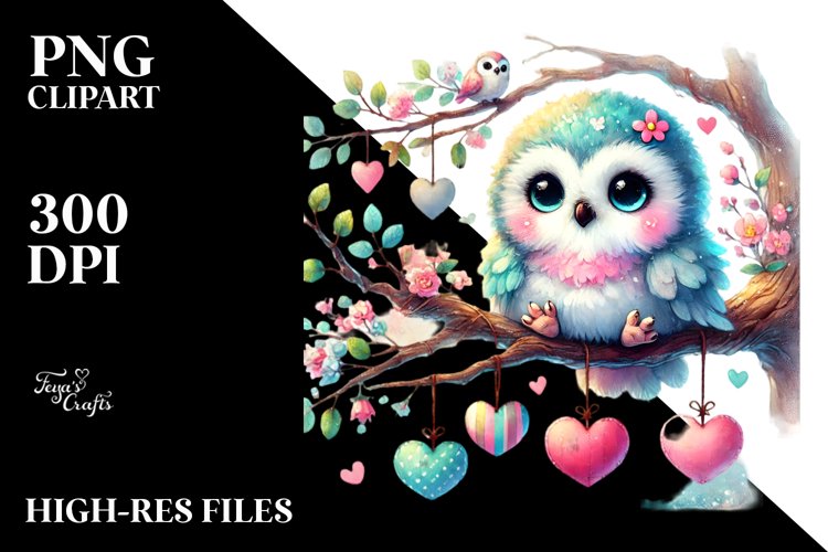 colorful Watercolor Hearts PNG