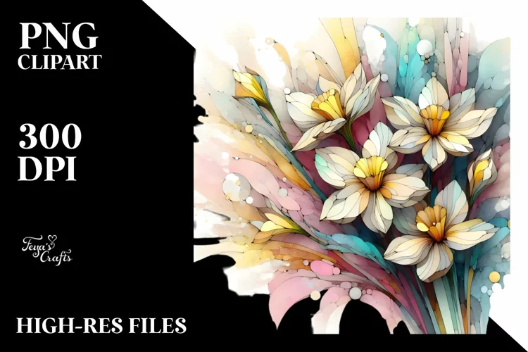 Abstract Pastel Wooden Stained Narcissus with Golden