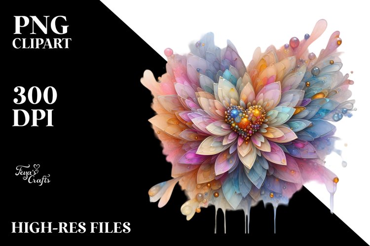 Shiny Chrysanthemum, Watercolor Splash PNG