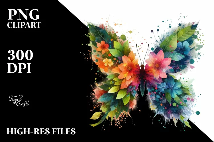 Abstract Vibrant Butterfly PNG
