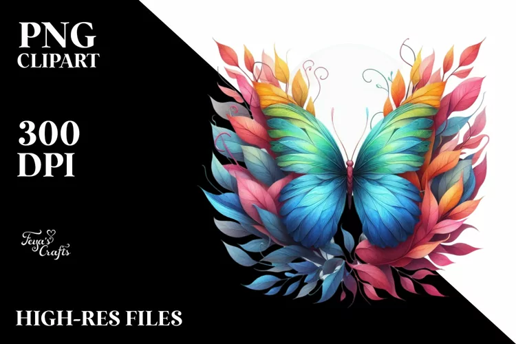 Abstract Vibrant Butterfly PNG