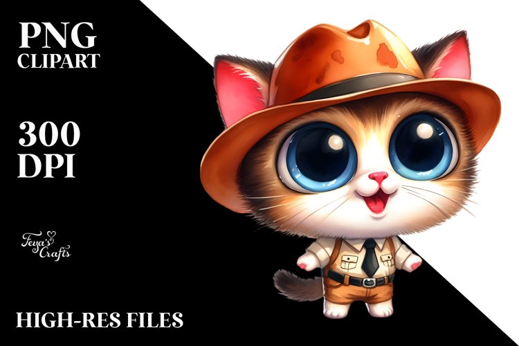 Baby Cat with Phishing Road Clipart example image 1