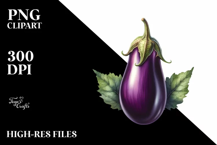 Watercolor Eggplant Clipart