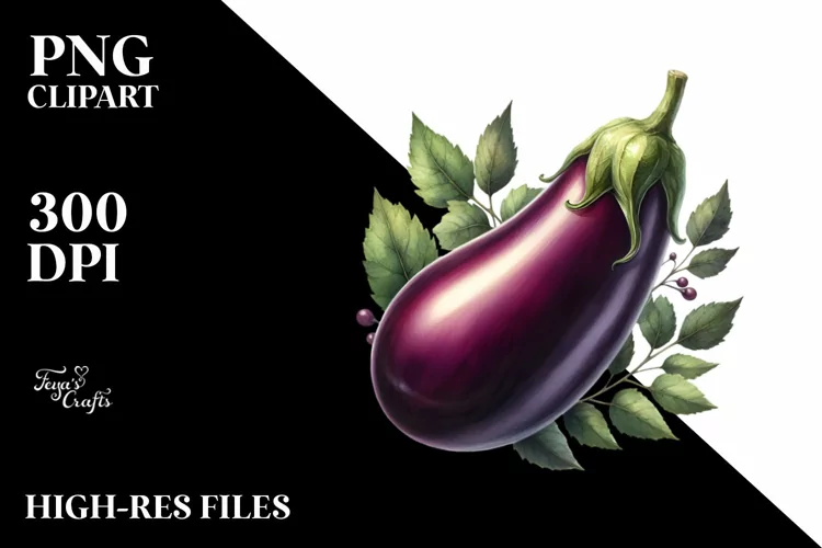 Watercolor Eggplant Clipart