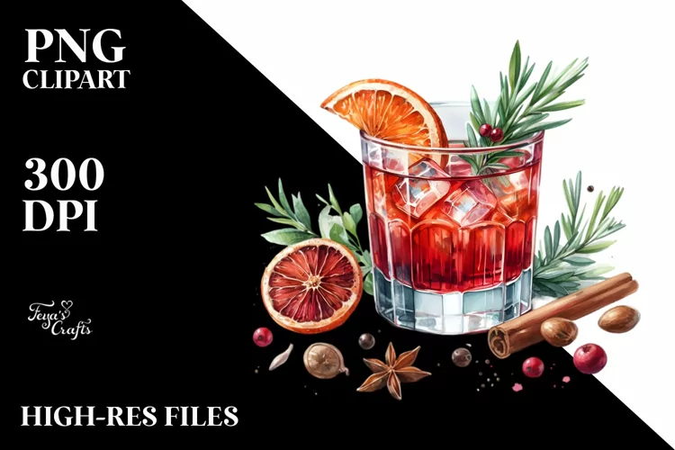Watercolor Negroni Clipart