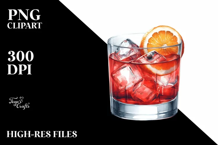 Watercolor Negroni Clipart
