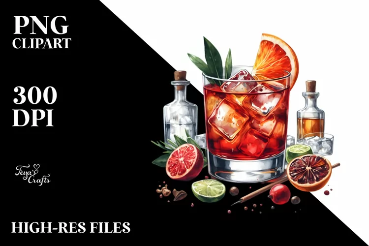 Watercolor Negroni Clipart