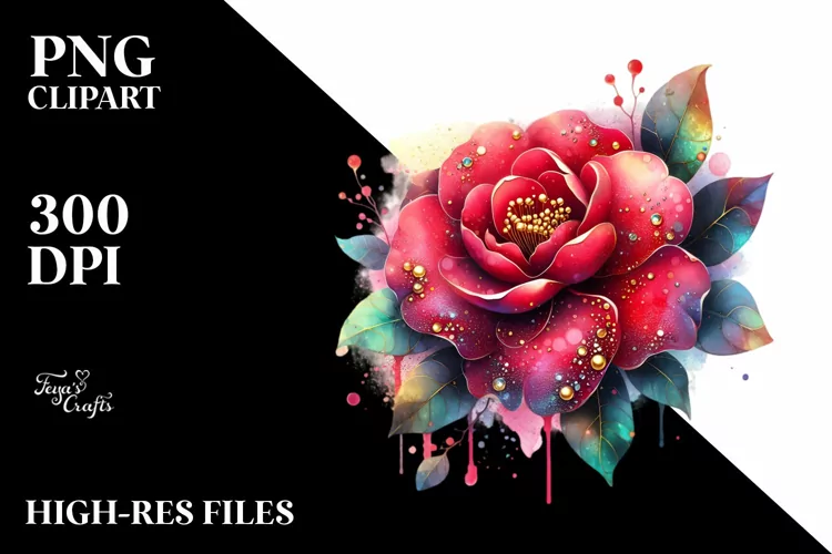 Abstract Camellia Watercolor Splash