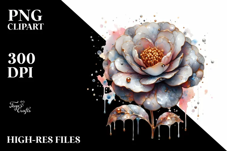 Shiny Metallic Abstract Camellia