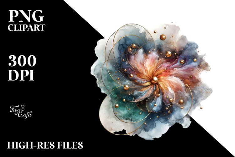 Shiny Abstract Cosmos with Golden Insertions example image 1