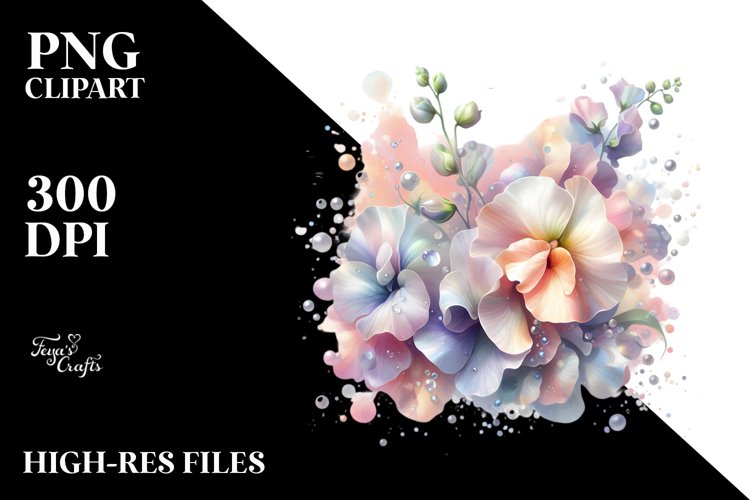 Shiny Sweet Pea Watercolor Splash | Clipart