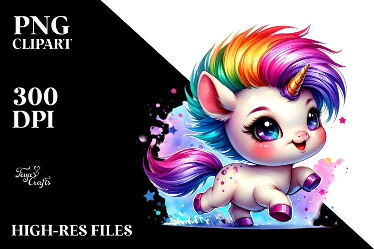 Revolted Baby Unicorn with Cool Haircut PNG
