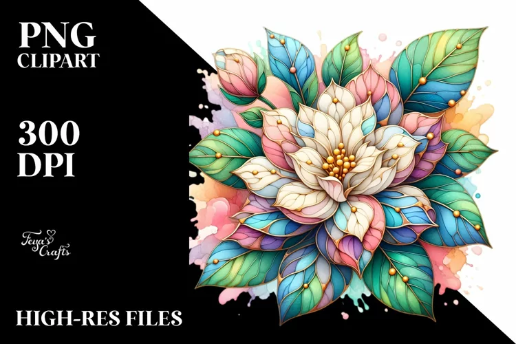 detailed Vibrant Pastel Gardenia Stained PNG