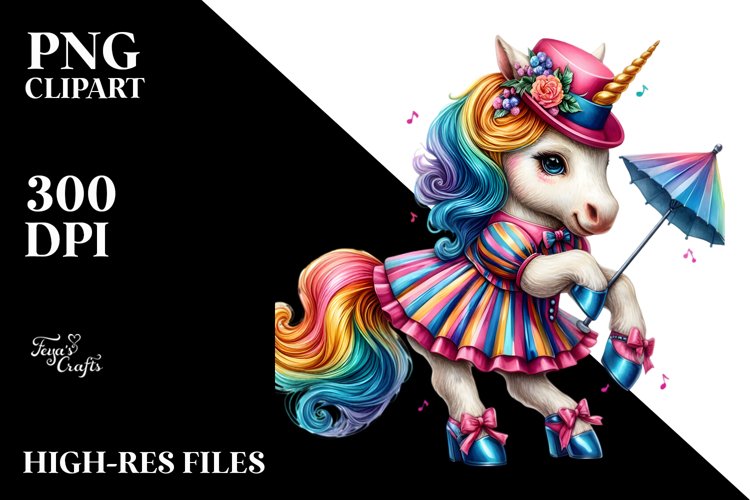 Colorful Baby Unicorn in Swing Dancers Outfit