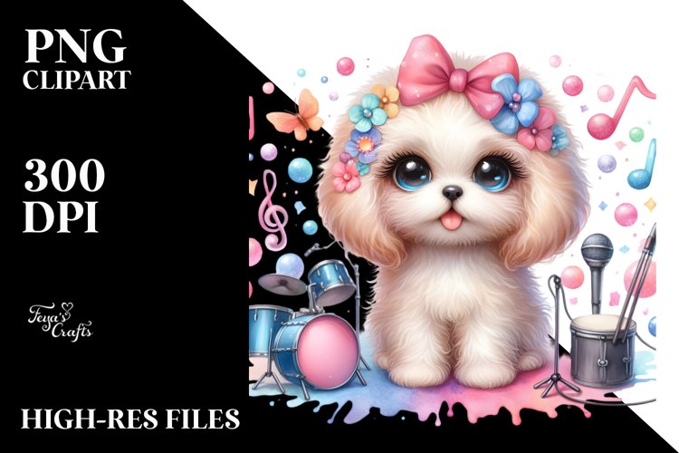 Watercolor Baby Bichpoo Big Eyes | Sublimation Clipart