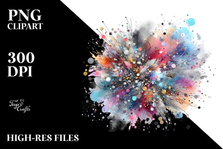 Colorful Silver Foil Watercolor Particles example image 1