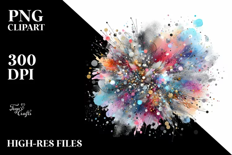 Colorful Silver Foil Watercolor Particles