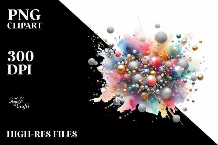 Colorful Silver Foil Watercolor Particles