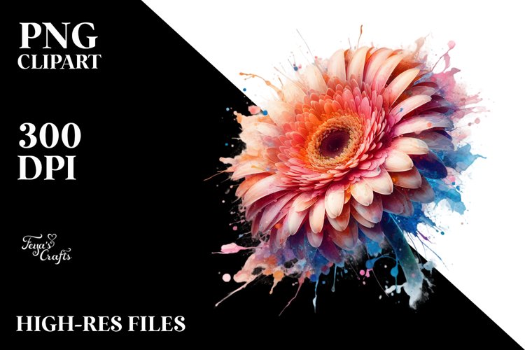 Abstract Watercolor Gerbera Splash example image 1