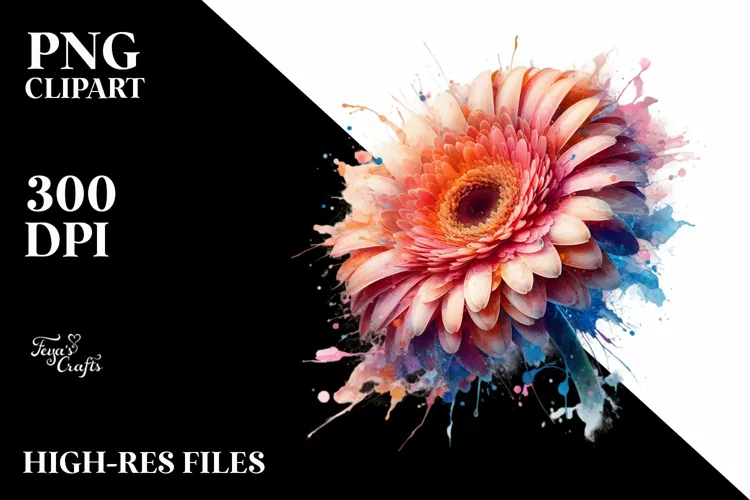 Abstract Watercolor Gerbera Splash