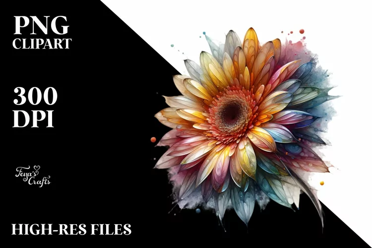 Abstract Watercolor Gerbera Splash