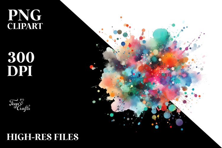 Colorful Watercolor Particles with Stains example image 1