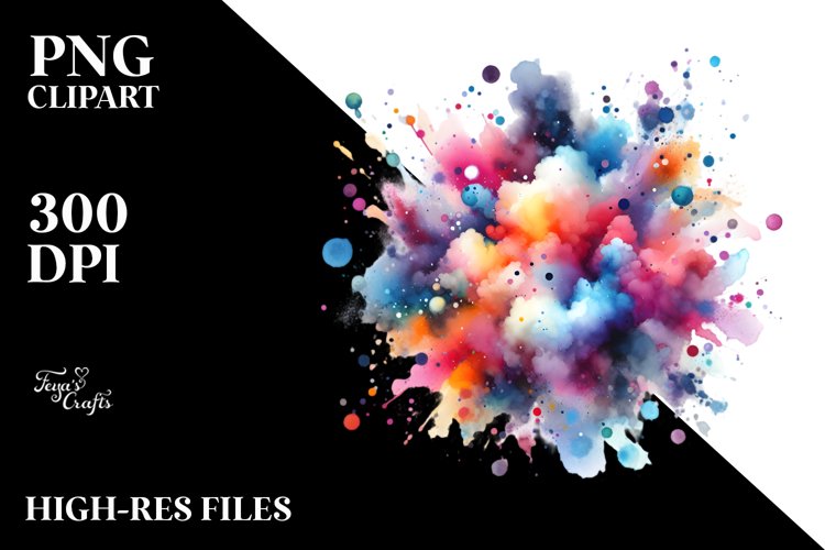 Colorful Watercolor Particles with Stains example image 1