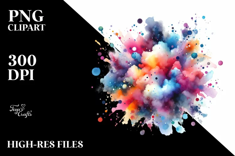 Colorful Watercolor Particles with Stains