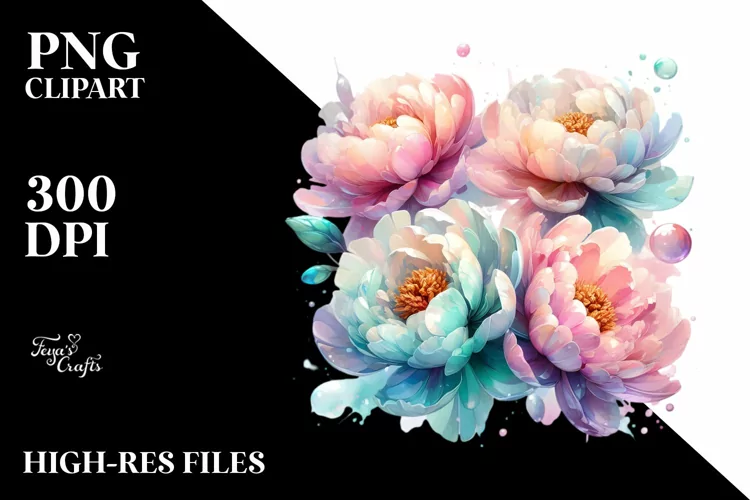 Glossy Peonies, Transparent PNG
