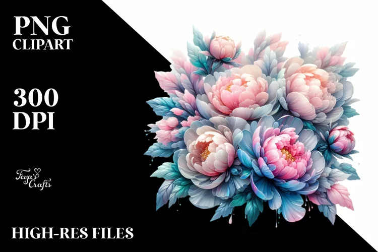Glossy Peonies, Transparent PNG