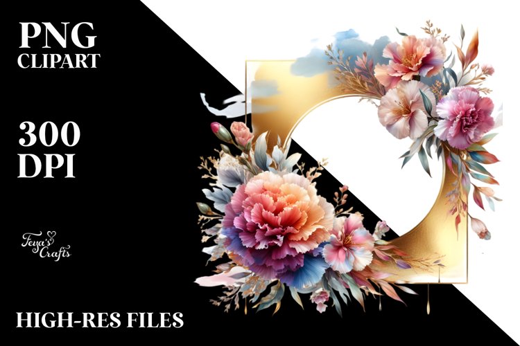 Abstract Horizontal Frame Watercolor Sublimation Clipart example image 1