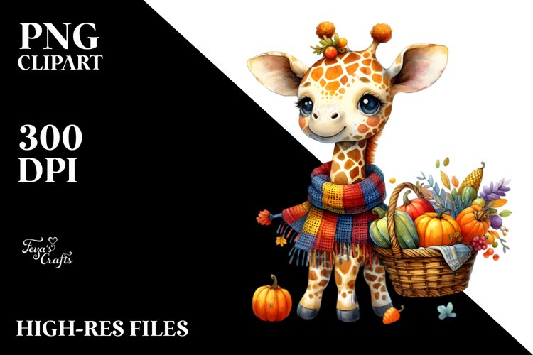 Baby Giraffe Basket | Clipart