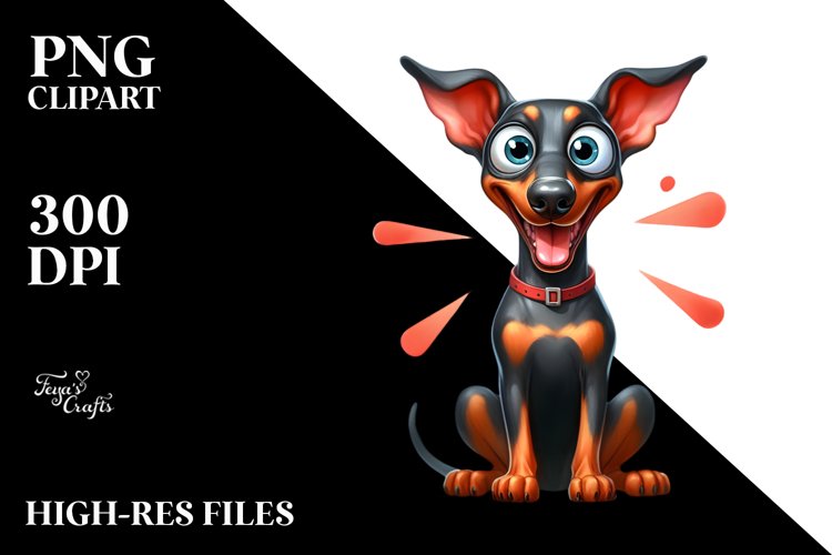 Crazy Looking Watercolor Doberman | Clipart