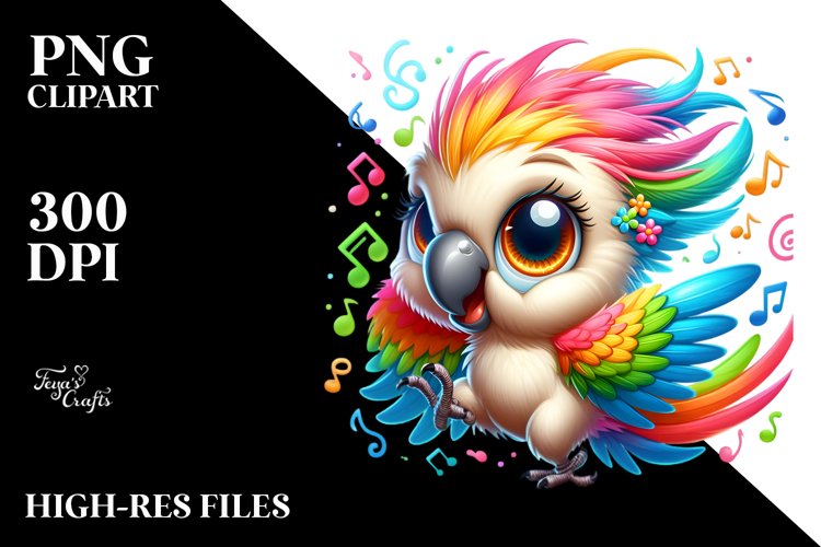 Crazy Baby Cockatoo Cartoon Clipart example image 1