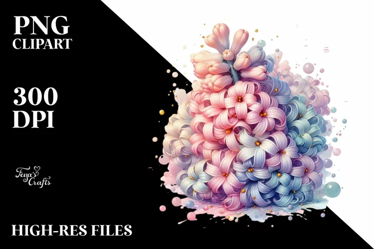 Glossy Shiny Hyacinth Watercolor Splash Abstract