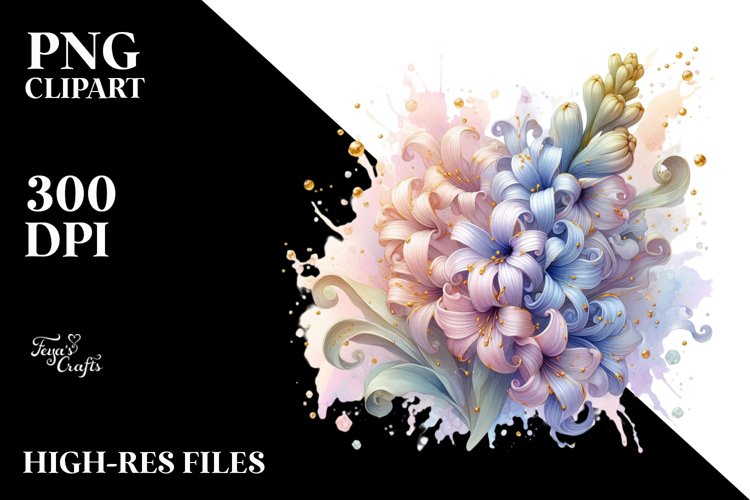 Glossy Shiny Hyacinth Watercolor Splash Abstract