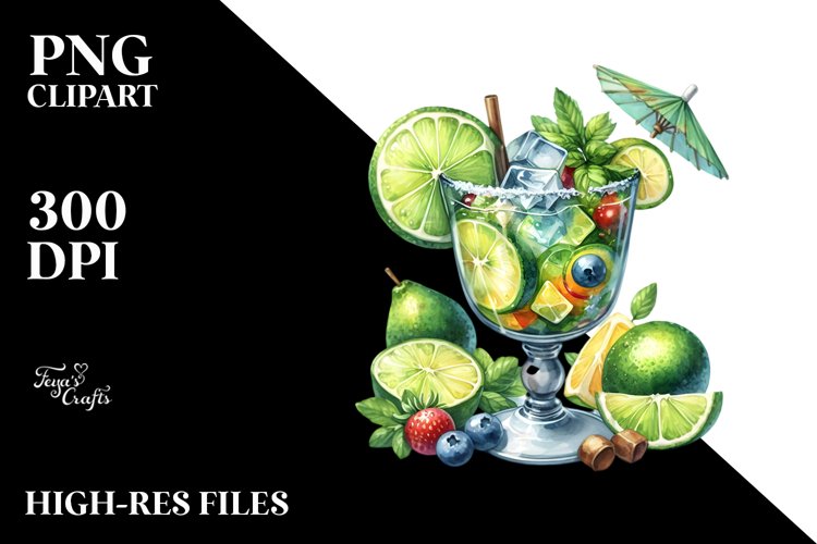 Watercolor Caipirinha Clipart