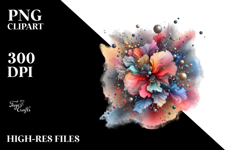 Colorful Particles Watercolor With Metallic Insertions example image 1
