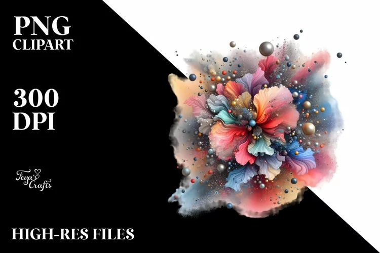 Colorful Particles Watercolor With Metallic Insertions