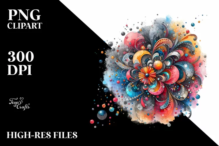 Colorful Particles Watercolor With Metallic Insertions