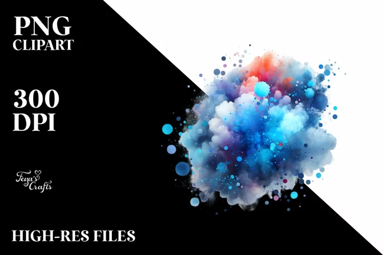 Colorful Blueis Watercolor Particles