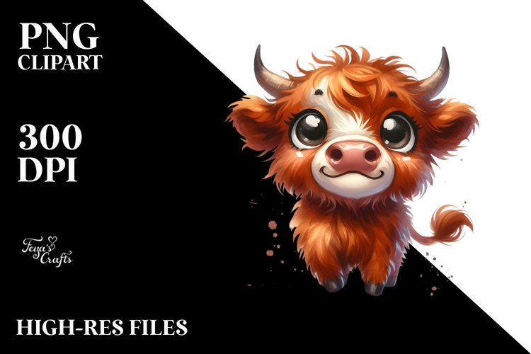 Expressive Highland Cow, PNG