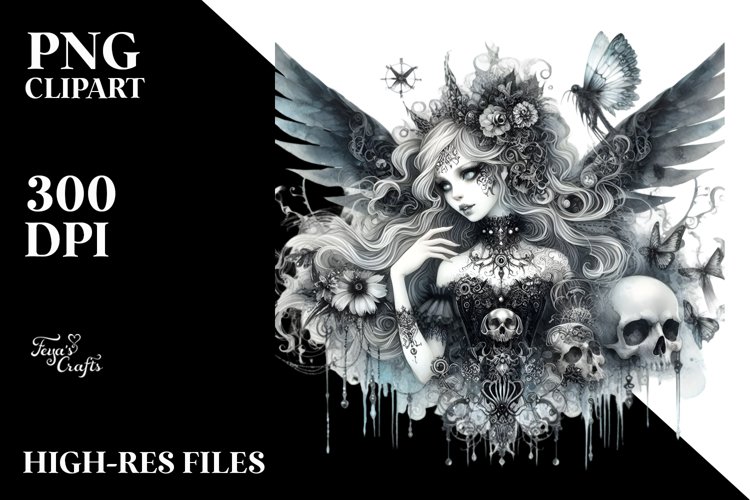 Detailed Watercolor Gothic Fairy example image 1