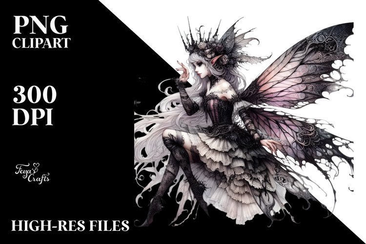 Detailed Watercolor Gothic Fairy example image 1