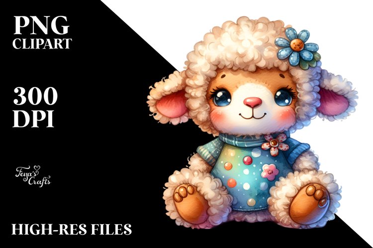 Colorful Plush Lamb Watercolor Sticker