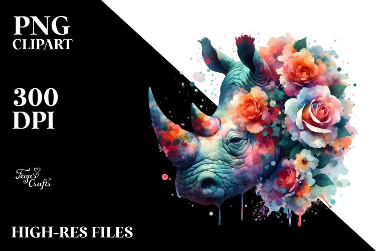 Vibrant Rhino Abstract Clipart