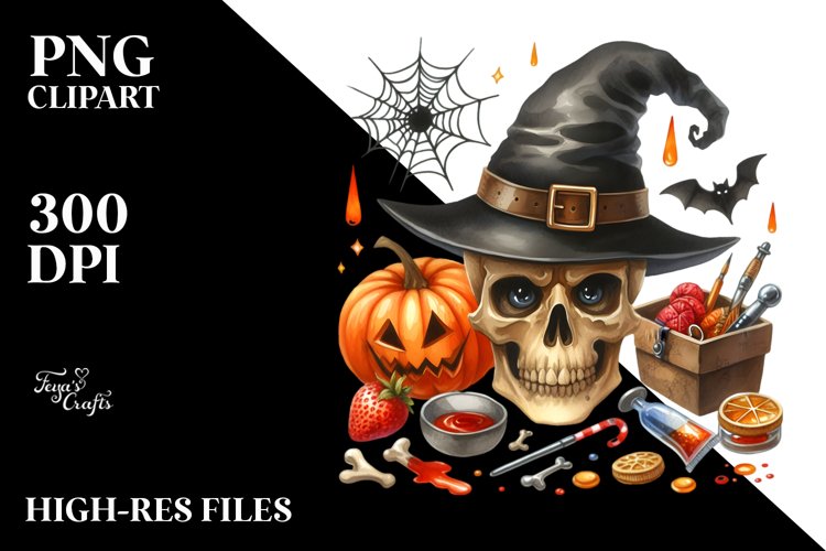 Funny Halloween Skull | Sublimation | Clipart