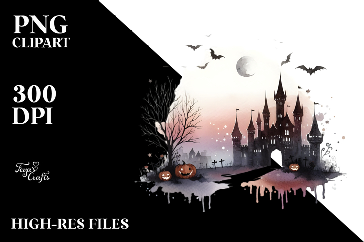 Simple Washed Castle Halloween PNG